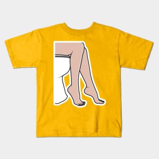 Woman Sitting On Toilet Sticker vector illustration. Part of people in the bathroom doing their routine hygiene procedures series. People fashion icon concept. People foot sticker design logo. Kids T-Shirt